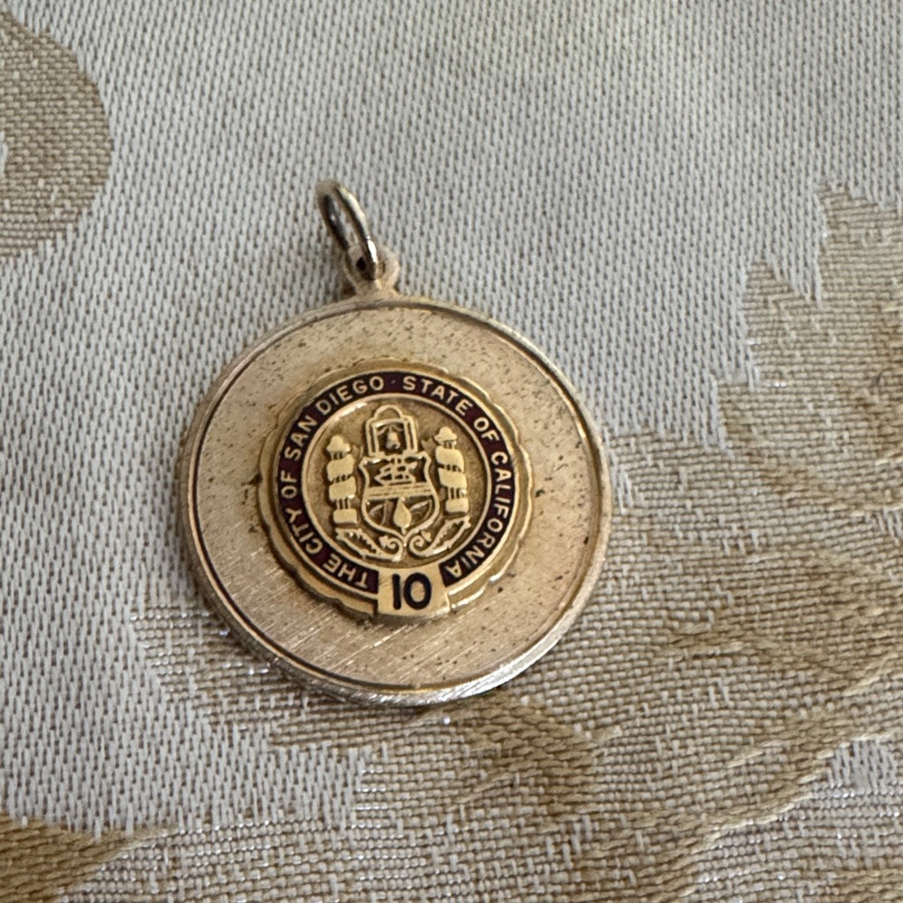 Vintage Gold tone City of San Diego State of California Pendant